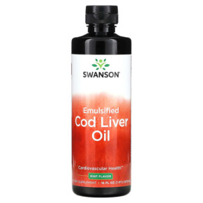 Swanson Emulsified Cod Liver Oil Mint 16 fl oz (473 ml) 087614019536