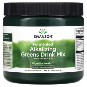 Swanson Fermented Alkalizing Greens Drink Mix With Probiotics 7.4 oz (210 g) 087614100067