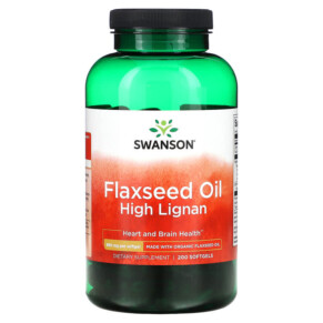 Swanson Flaxseed Oil High Lignan 980 mg 200 Softgels 087614170053