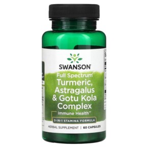 Swanson Full Spectrum Turmeric Astragalus & Gotu Kola Complex 60 Capsules 087614115702