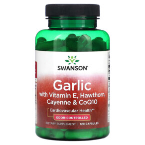 Swanson Garlic with Vitamin E Hawthorn Cayenne & CoQ10 120 Capsules 087614090238