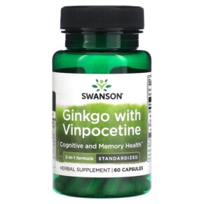 Swanson Ginkgo with Vinpocetine Standardized 60 Capsules 087614140742