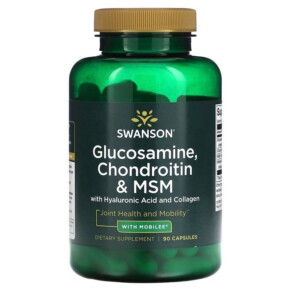 Swanson Glucosamine Chondroitin & MSM with Hyaluronic Acid and Collagen 90 Capsules 087614022932