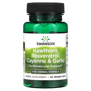 Swanson Hawthorn Resveratrol Cayenne & Garlic 30 Veggie Caps 087614116754