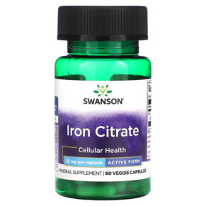 Swanson Iron Citrate Active Form 25 mg 60 Veggie Capsules 087614113777