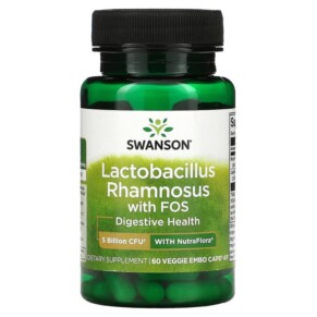 Swanson Lactobacillus Rhamnosus With FOS 5 Billion CFU 60 Veggie Embo Caps 087614190242