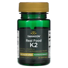 Swanson Maximum Strength Real Food K2 200 mcg 30 Softgels 087614029061