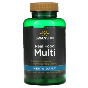 Swanson Men's Daily Real Food Multi Iron-Free 90 Veggie Capsules 087614210360