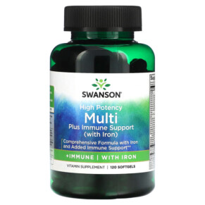 Swanson Multi Plus Immune Support with Iron High Potency 120 Softgels 087614014906