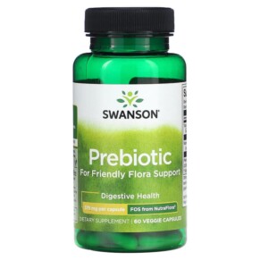 Swanson Prebiotic For Friendly Flora Support 375 mg 60 Veggie Capsules 087614190327