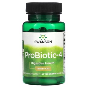 Swanson ProBiotic-4 3 Billion CFU 60 Veggie Embo Caps AP 087614190037