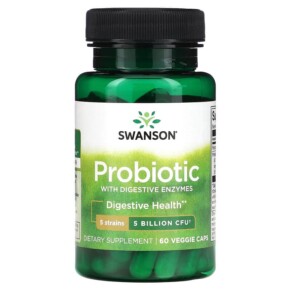 Swanson Probiotic With Digestive Enzymes 5 Billion CFU 60 Veggie Caps 087614190372