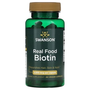 Swanson Real Food Biotin 2.500 mcg 90 Veggie Capsules 087614210391
