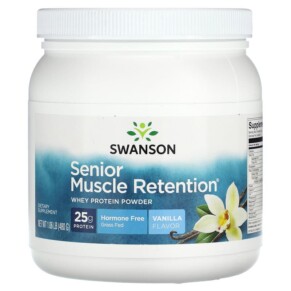 Swanson Senior Muscle Retention Whey Protein Powder Vanilla 1.06 lb (480 g) 087614210162