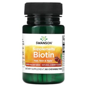 Swanson Supplemelts Biotin Natural Cherry 5.000 mcg 60 Chewable Tabs 087614115467