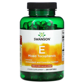 Swanson Vitamin E Mixed Tocopherols 400 IU (268 mg) 250 Softgels 087614011523
