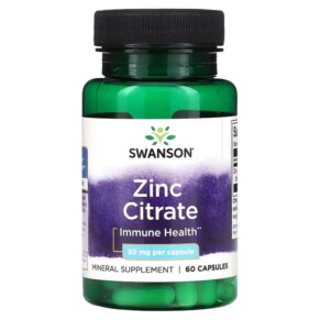 Swanson Zinc Citrate 30 mg 60 Capsules 087614112343