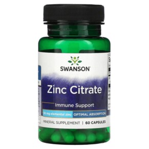Swanson Zinc Citrate 50 mg 60 Capsules 087614113746