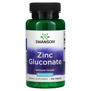 Swanson Zinc Gluconate 30 mg 250 Tablets 087614012032