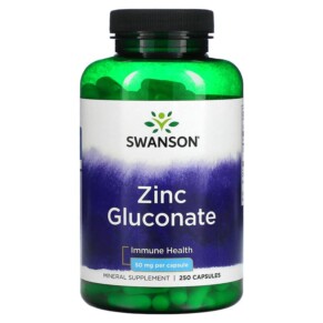 Swanson Zinc Gluconate 50 mg 250 Capsules 087614012063
