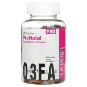 T-RQ Adult Gummy Prenatal Multivitamin & Mineral Cherry Lemon Orange 60 Gummies 835776001810
