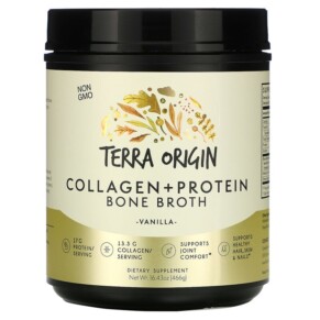 Terra Origin Collagen + Protein Bone Broth Vanilla 16.43 oz (466 g) 857668007106