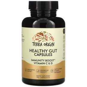 Terra Origin Healthy Gut Capsules with Immunity Boost Vitamin C & D 90 Capsules 857668007465