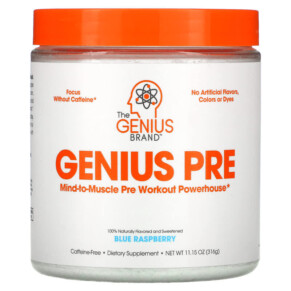 The Genius Brand Genius Pre Pre-Workout Powerhouse Blue Raspberry 11.15 oz (316 g) 810037680706