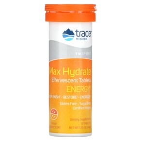 Trace Minerals ® Max Hydrate Energy Effervescent Tablets Orange 1.55 oz (44 g) 878941004155