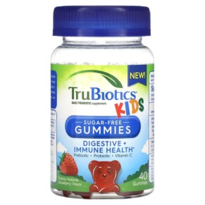 TruBiotics Kids Daily Probiotic Supplement Yummy Natural Strawberry 40 Gummies 852870004110