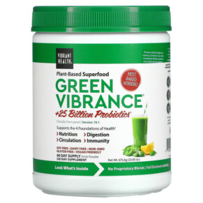 Vibrant Health Green Vibrance +25 Billion Probiotics Version 19.1 23.83 oz (675.6 g) 074306800046