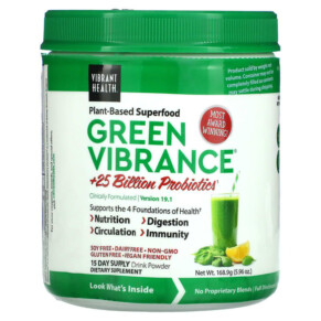 Vibrant Health Green Vibrance +25 Billion Probiotics Version 19.1 5.96 oz (168.9 g) 074306800572