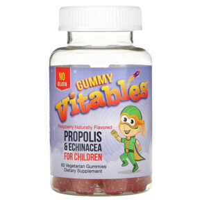 Vitables Gummy Propolis & Echinacea for Children Free Gelatin Raspberry 60 Vegetarian Gummies 898220014392