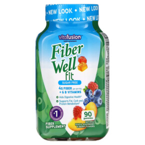 VitaFusion FiberWell Fit Vitamins Sugar Free Natural Peach Raspberry & Berry 90 Gummies 027917018935