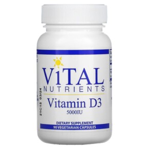 Vital Nutrients Vitamin D3 5.000 IU 90 Vegetarian Capsules 693465539118