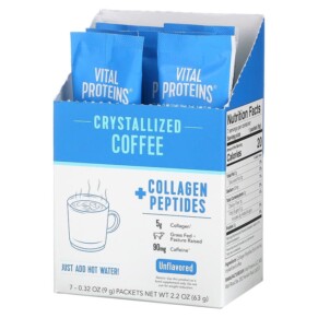 Vital Proteins Crystallized Coffee + Collagen Peptides Unflavored 7 Packets 0.32 oz (9 g) Each 850015883224