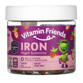 Vitamin Friends Iron Vegan Gummies Strawberry 60 Pectin Gummies 854532002977