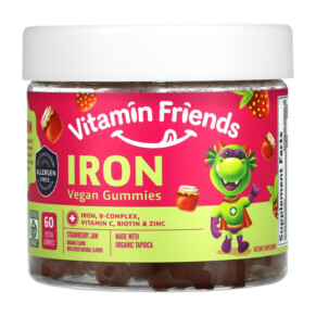 Vitamin Friends Iron Vegan Gummies Strawberry Jam 60 Pectin Gummies 852386008619