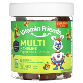Vitamin Friends Multi + Choline Vegetarian Gummies Fruit Punch 120 Pectin Gummies 852386008558