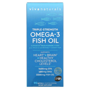 Viva Naturals Omega-3 Fish Oil Triple Strength 90 Softgels 701722747951