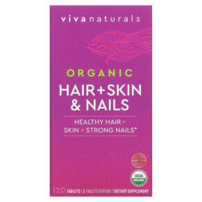 Viva Naturals Organic Hair + Skin & Nails 120 Tablets 811067031230