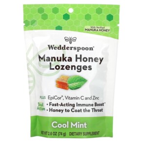 Wedderspoon Manuka Honey Lozenges Cool Mint 2.6 oz (74 g) 814422023857
