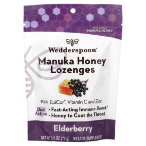 Wedderspoon Manuka Honey Lozenges Elderberry 2.6 oz (74 g) 814422023840