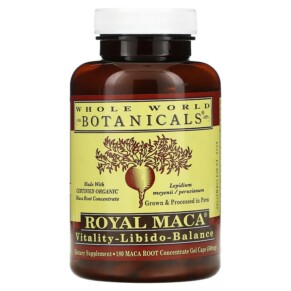 Whole World Botanicals Royal Maca 250 mg 180 Gel Caps 691195001028