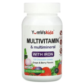 Yum-Vs Multivitamin & Multimineral With Iron Grape & Berry 120 Chewable Tablets 810048610594