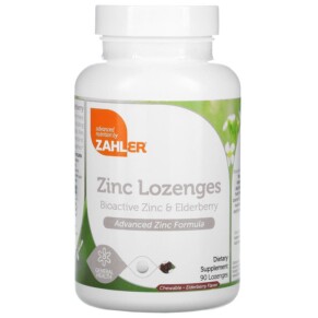 Zahler Zinc Lozenges Bioactive Zinc & Elderberry Elderberry 90 Chewable Lozenges 848998082215