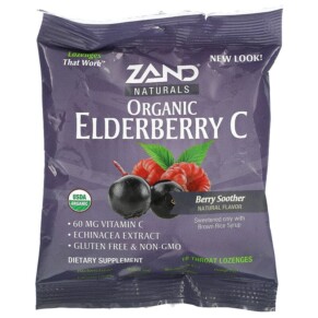 Zand Naturals Organic Elderberry C Berry Soother 18 Throat Lozenges 041954472536