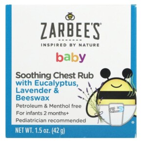 Zarbee's Baby Soothing Chest Rub with Eucalyptus Lavender & Beeswax 1.5 oz (42 g) 858438005414
