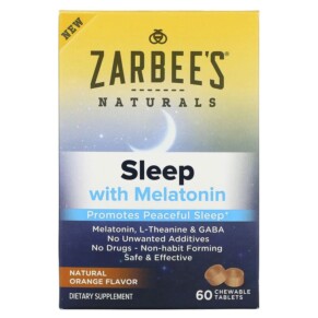 Zarbee's Sleep with Melatonin Natural Orange 60 Chewable Tablets 857647007325