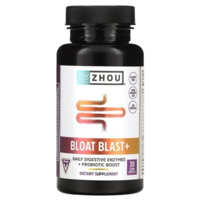 Zhou Nutrition Bloat Blast+ 30 Vegan Capsules 669191895224